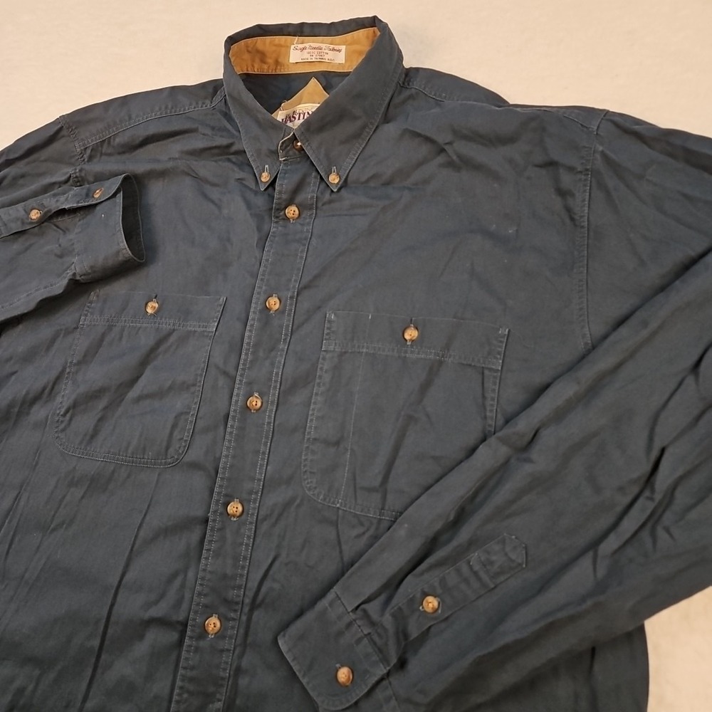 VTG Hastings Long Sleeve Green Mens Shirt Sz XL Single Needle Tailoring 2 Pocket